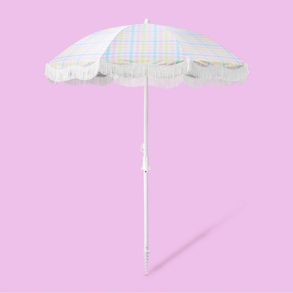 Stoney Clover Lane X Target 6'x6' Rainbow Gingham Umbrella 🏖